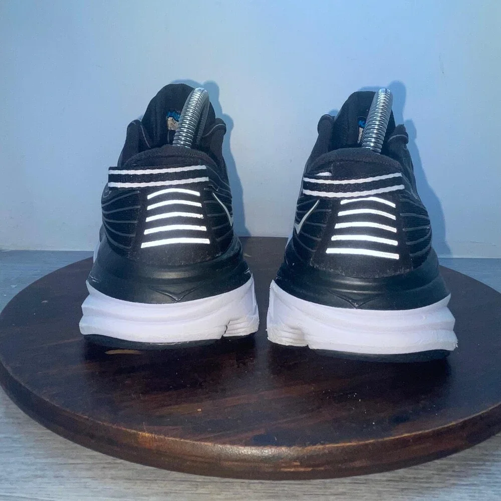 HOKA One One Bondi 7 Shoes Womens Size 8.5 Black White Road Running 1110519 BWHT